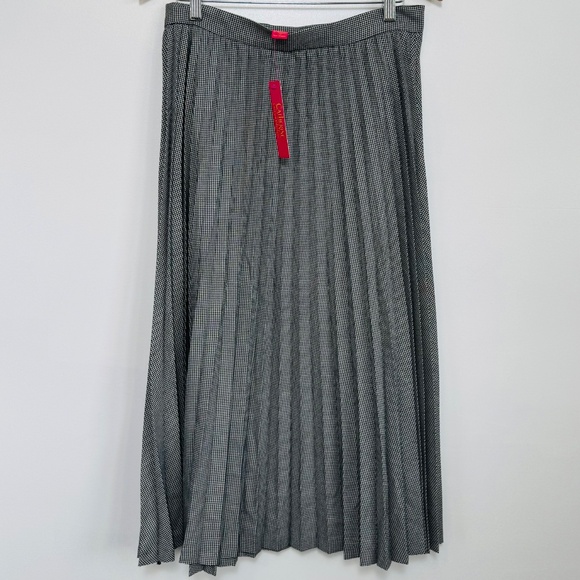 NWT Retro-style Black & White Houndstooth Pleated Midi Skirt, Size 10 - Picture 3 of 9